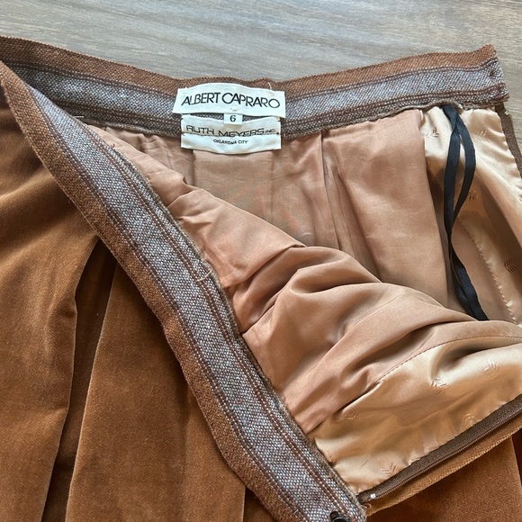 Brown Pleated A-Line Midi Skirt - Picture 2 of 6